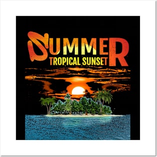 Tropical Summer Sunset Posters and Art